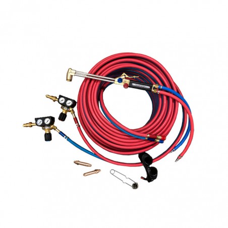 ENSEMBLE CHALUMEAU COUPEUR OX/PROPANE +DETENDEUR ET ANTI RETOUR + TUYAUX JUMELES 137926