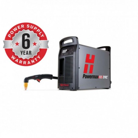 Découpeur plasma Hypertherm Powermax 105 Sync, 400V triphasé avec torche manuelle 75 degrés 059690 ou 059691