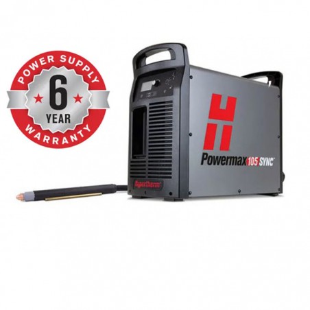 Découpeur plasma Hypertherm Powermax 105 Sync, 400V triphasé avec torche machine 180 degres et port CPC 059681 ou 059693